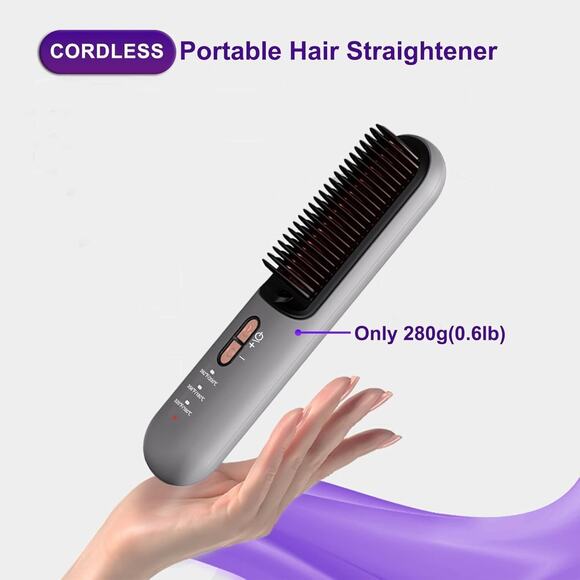 Cordless Hair Straightener Brush,Upgraded Portable Hair Straightener Brush for W - Picture 3 of 5